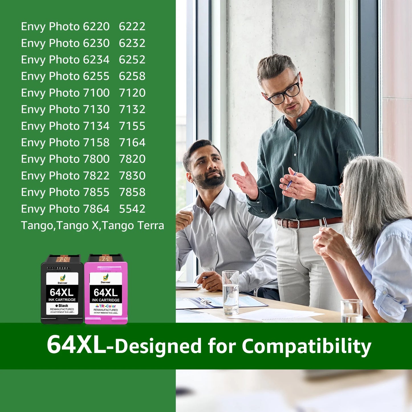64xl black ink cartridge compatible for hp 64 black ink cartridge for Envy Photo 7858 7855 7155 6255