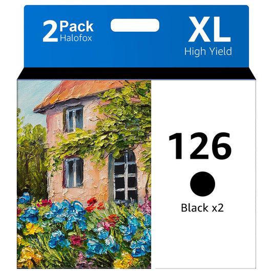 126XL T126 126 Black Ink Cartridges Replacement for Epson(2 Pack)