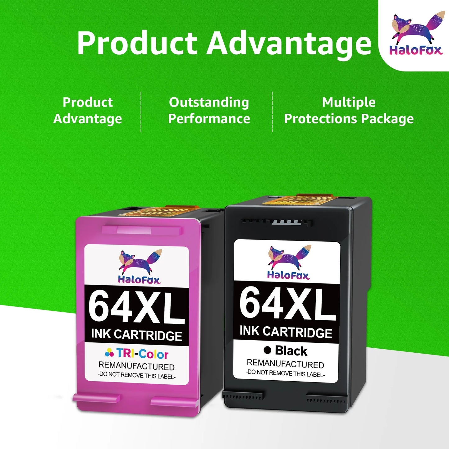 Replacement HP 64xl Ink Cartridge Combo Pack Ink 64 for HP Printer (1 Black/ 1 Tri-Color)