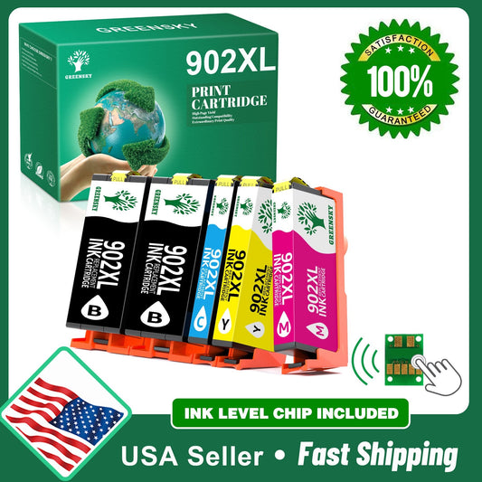 Greensky 902XL Ink Cartridge Combo Pack Replacement for HP( Black Cyan Magenta Yellow 5-Packs)
