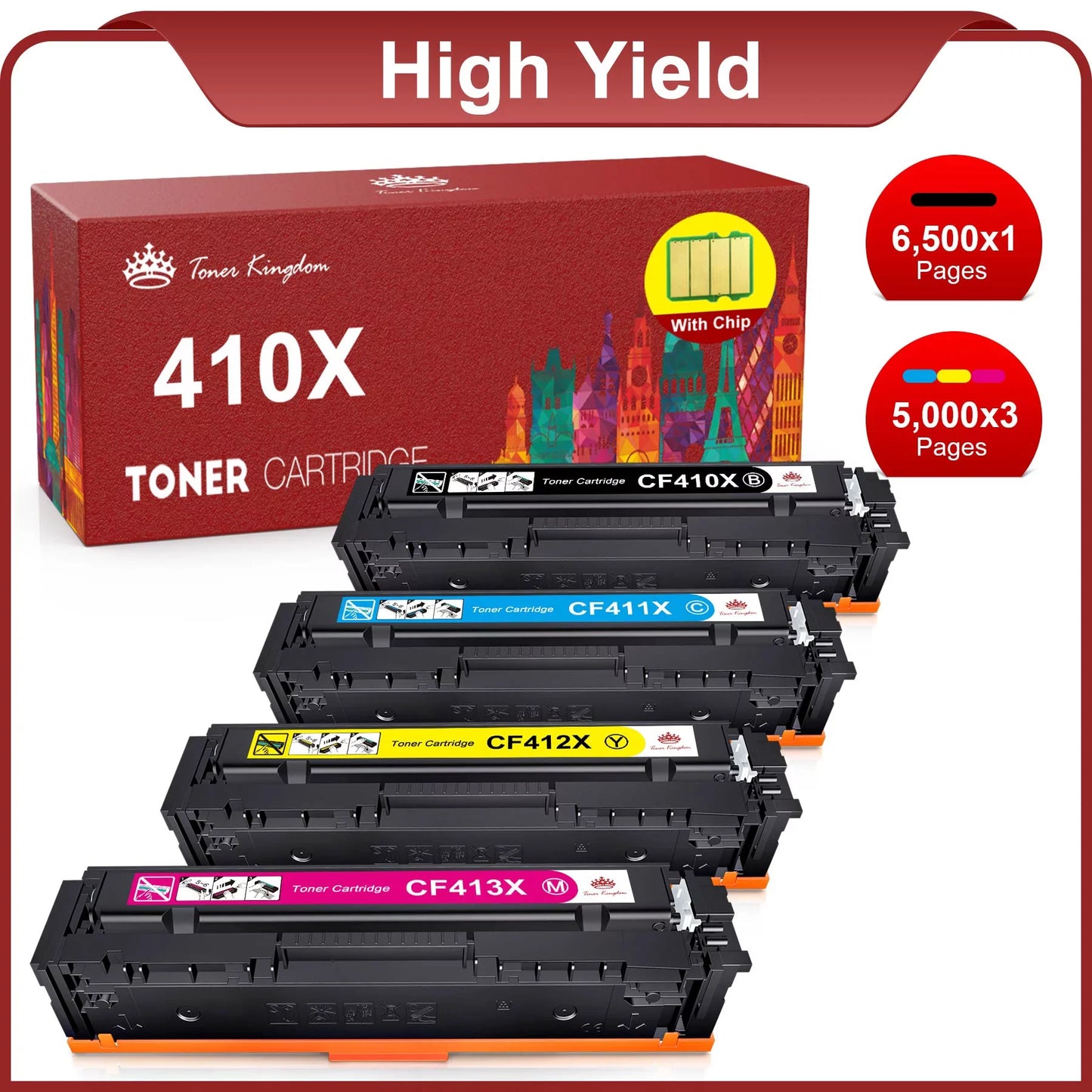 ?¡¾Triple A Page Yield¡¿? 410X 410X Toner Cartriges Replacement for HP(4 Pack BCMY)