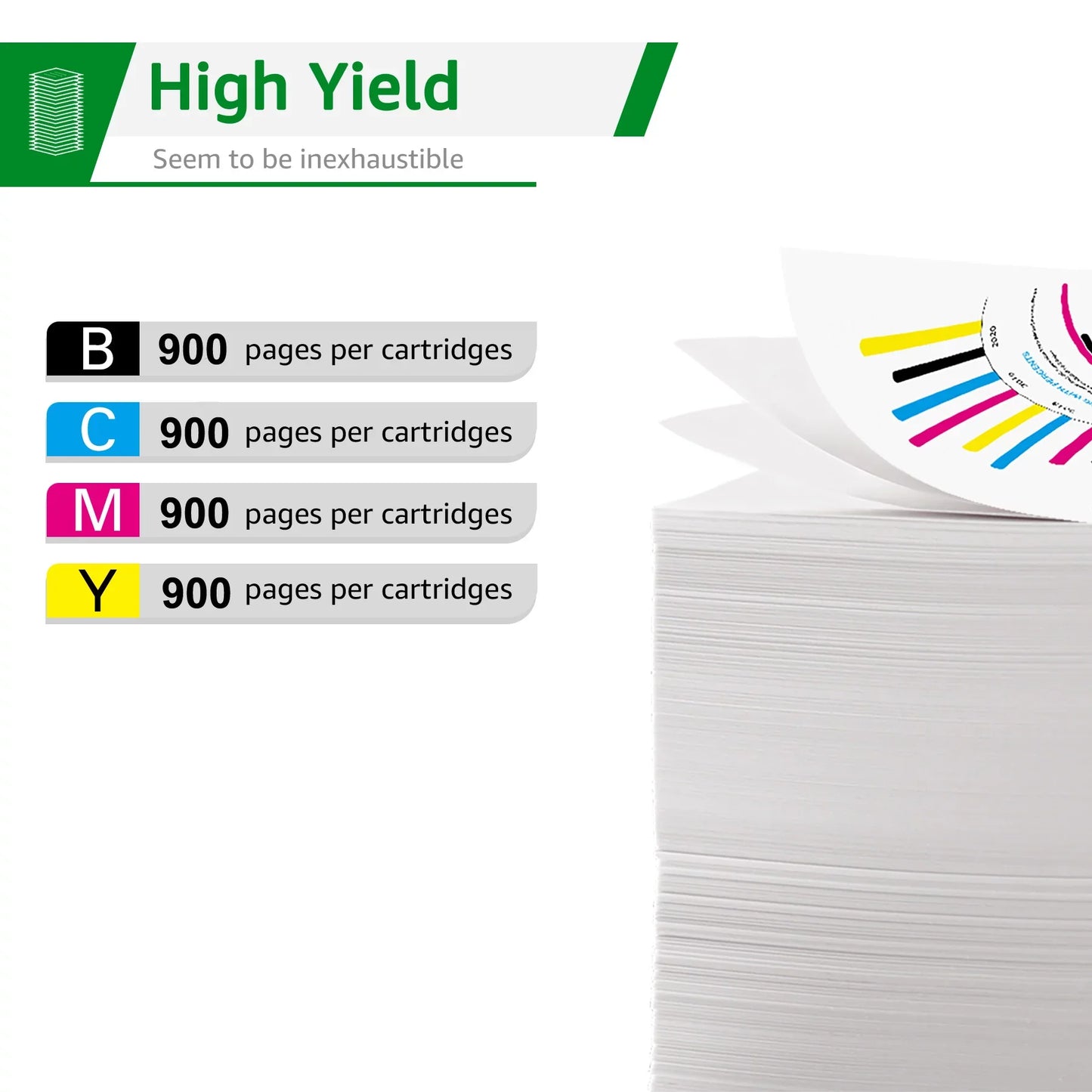 Greensky 902XL Ink Cartridge Combo Pack Replacement for HP( Black Cyan Magenta Yellow 5-Packs)