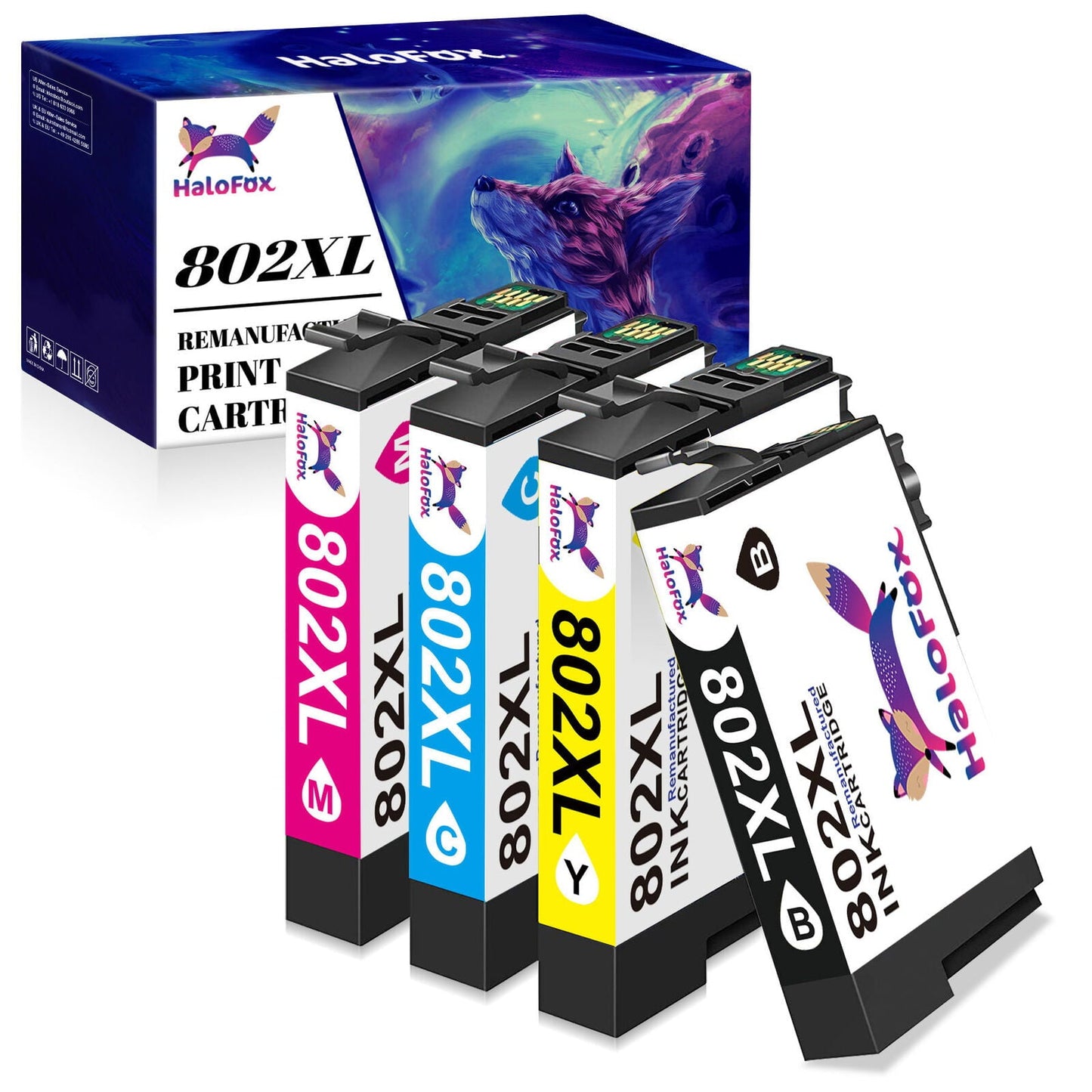 802 Ink Cartridge for Epson ink(Black Cyan Magenta Yellow, 4-Pack)