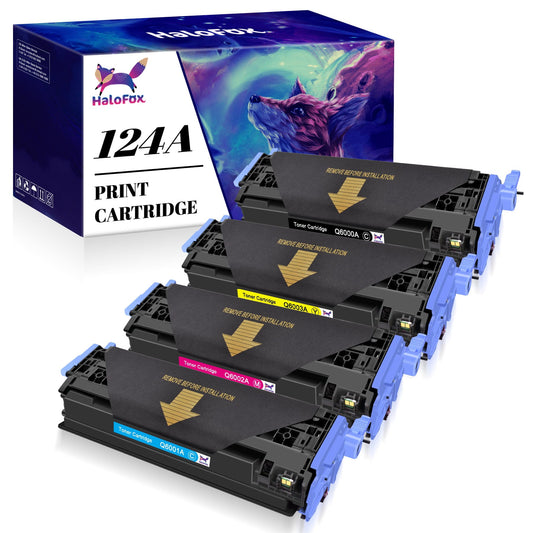 HaloFox Compatible For 4 Pack High Quality Toner Q6000A for HP LaserJet 124A 1600 2600 2600n 2605 2605dtn Printer