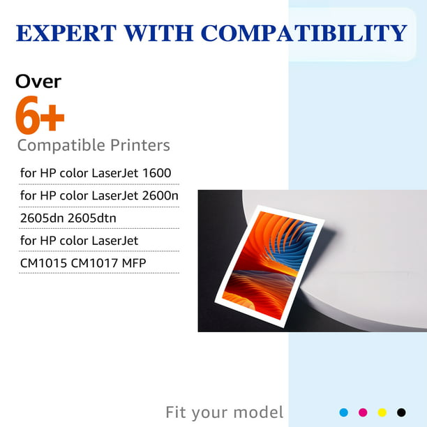 HaloFox Compatible For 4 Pack High Quality Toner Q6000A for HP LaserJet 124A 1600 2600 2600n 2605 2605dtn Printer